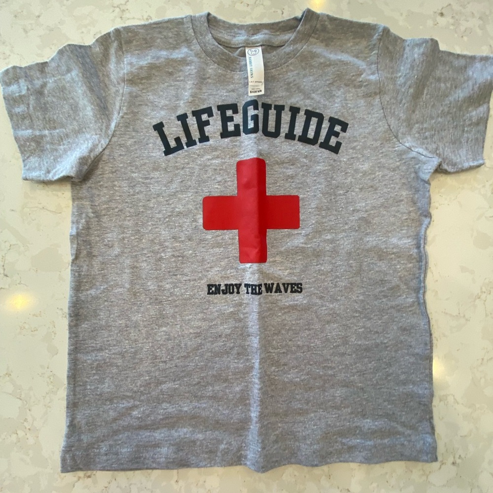Rabbit Skins Gray T-Shirt with Red Cross Design